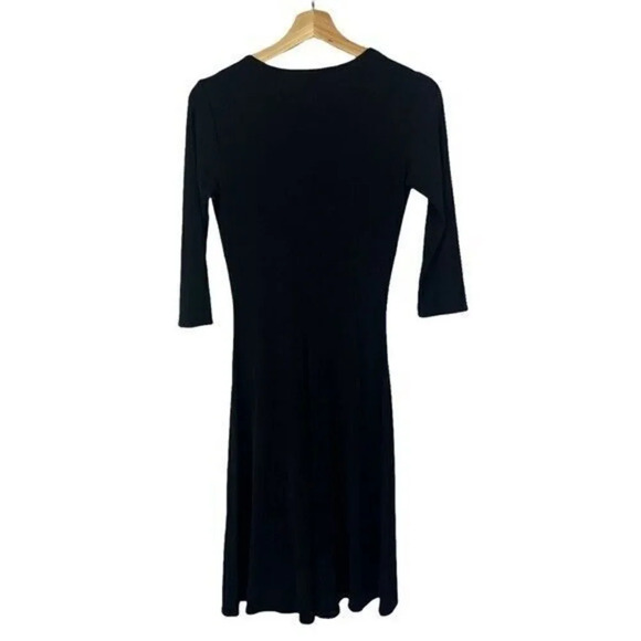 Laundry by Shelli Segal Black Fitted Ruched Middle 3/4 Sleeve Dress 6 - Picture 2 of 4